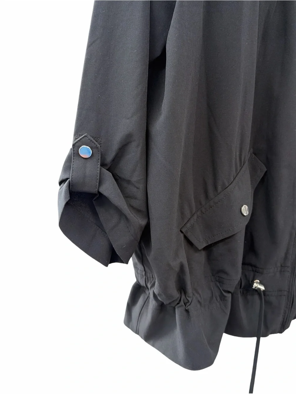 Chico’s Zenergy Black Zip-Front Drawstring Jacket Size 1 (small)